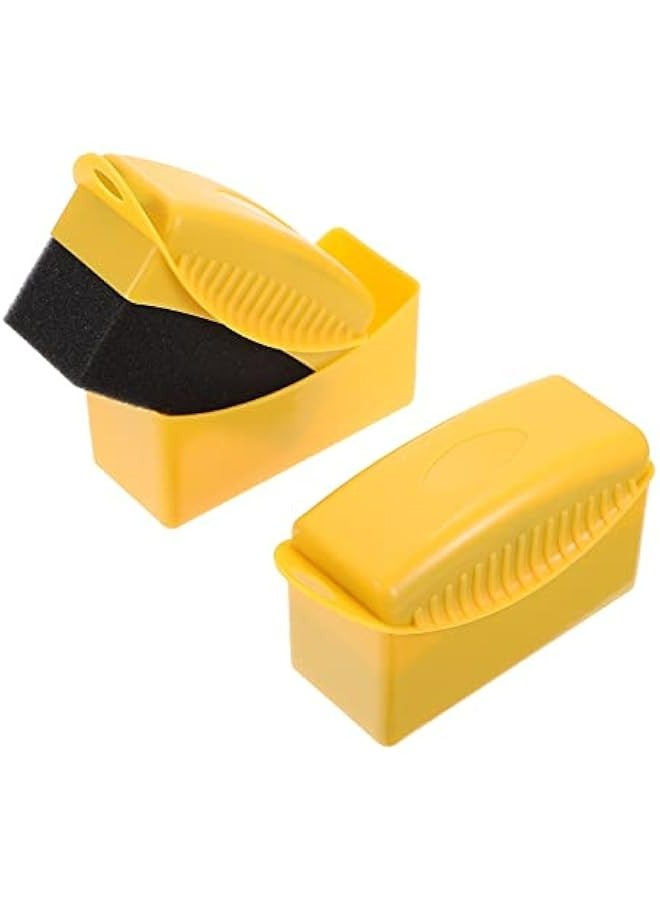 Car Wheel Cleaning Brush Set - 2pcs Black Wheel Cleaner Brushes for Easy Hub Cleaning & Polishing with Car Wax Applicator Pad and Beauty Sponge. - Image 1