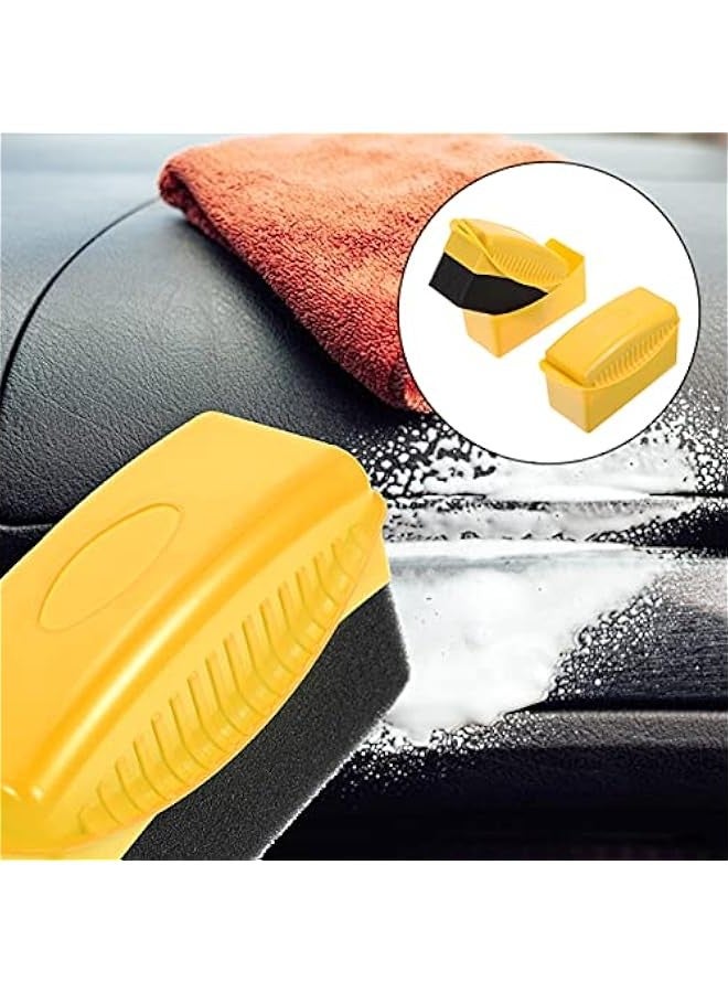 Car Wheel Cleaning Brush Set - 2pcs Black Wheel Cleaner Brushes for Easy Hub Cleaning & Polishing with Car Wax Applicator Pad and Beauty Sponge. - Image 4