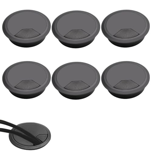 Serplex® 6Pcs 2 Inch Round Desk Grommets Flip-Top Cable Organizer for Office & Home, ABS Decorative Multi Cable Management Grommet Covers for Power Cords, Computer Wires, Dust Protection - Image 1