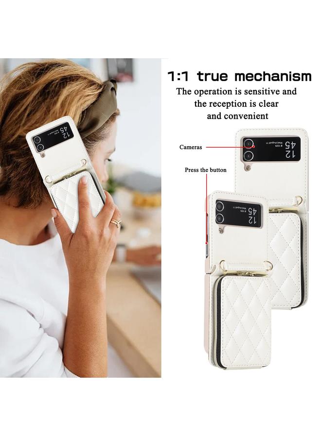 إيروريكس جراب هاتف Samsung Galaxy Z Flip3 مع محفظة جلدية بسحاب كامل على شكل معين - Image 3