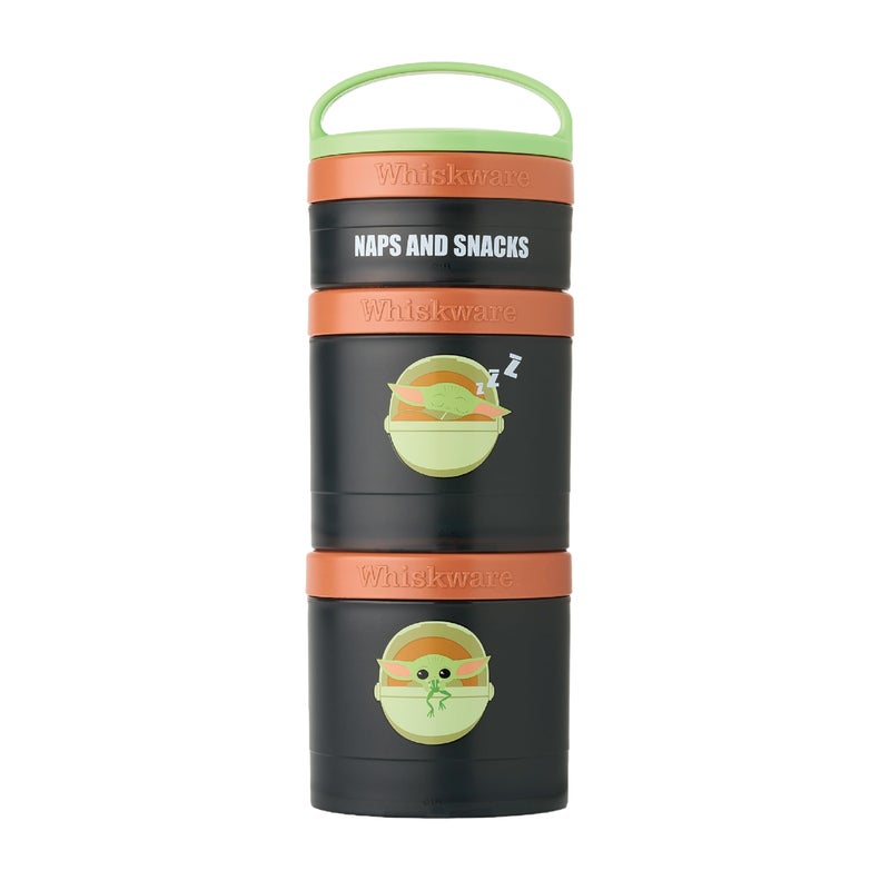 Whiskware Star Wars Stackable Snack Containers for Kids and Toddlers 3 Stackable Snack Cups for School and Travel The Child NAPS Snacks GreenOrangeGrey