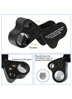 JARLINK 2 Pack 30X 60X Illuminated Jewelers Eye Loupe Magnifier Foldable Jewelry Magnifiers With Bright Led Light For Gems Jewelry Coins Stamps Etc White And Black  - Image 5