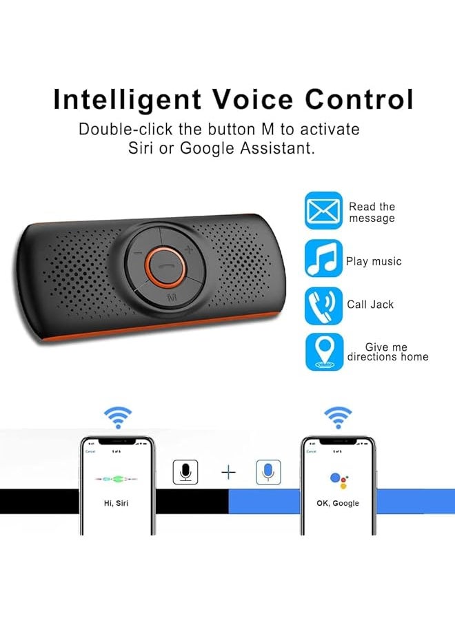 erorex - Bluetooth Handsfree Speakerphone For Cell Phone Wireless Car Kit Music Player Adapter With Back Clip Portable Bluetooth Speaker For Home Sport Outdoor Work With Siri Google Assistant Tf Card - Image 1