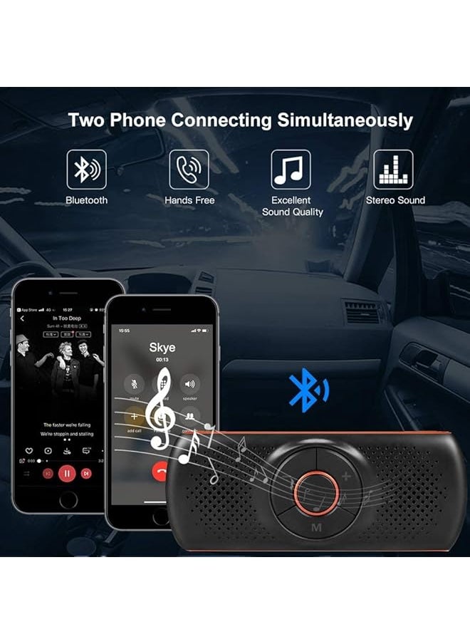 erorex - Bluetooth Handsfree Speakerphone For Cell Phone Wireless Car Kit Music Player Adapter With Back Clip Portable Bluetooth Speaker For Home Sport Outdoor Work With Siri Google Assistant Tf Card - Image 1