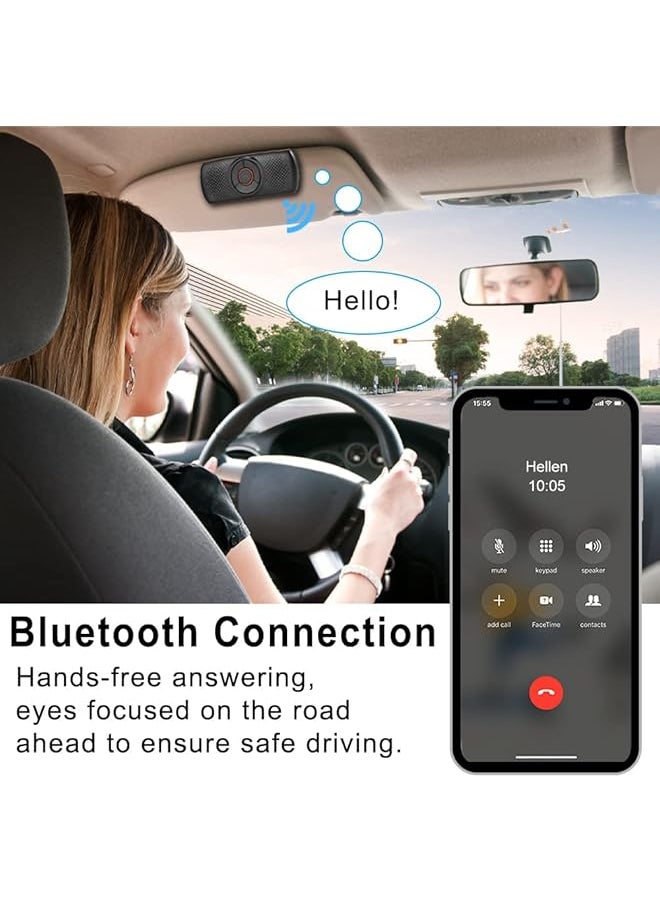 erorex - Bluetooth Handsfree Speakerphone For Cell Phone Wireless Car Kit Music Player Adapter With Back Clip Portable Bluetooth Speaker For Home Sport Outdoor Work With Siri Google Assistant Tf Card - Image 1