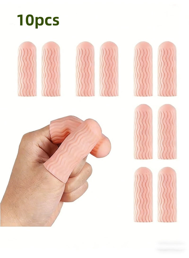 YOLOLAND 10 PCS Finger Cots - Finger Protectors Gel Finger Gloves Covers Fingertip Sleeves Guards for Cracked Skin, Trigger Finger and More, Large Size - Image 1