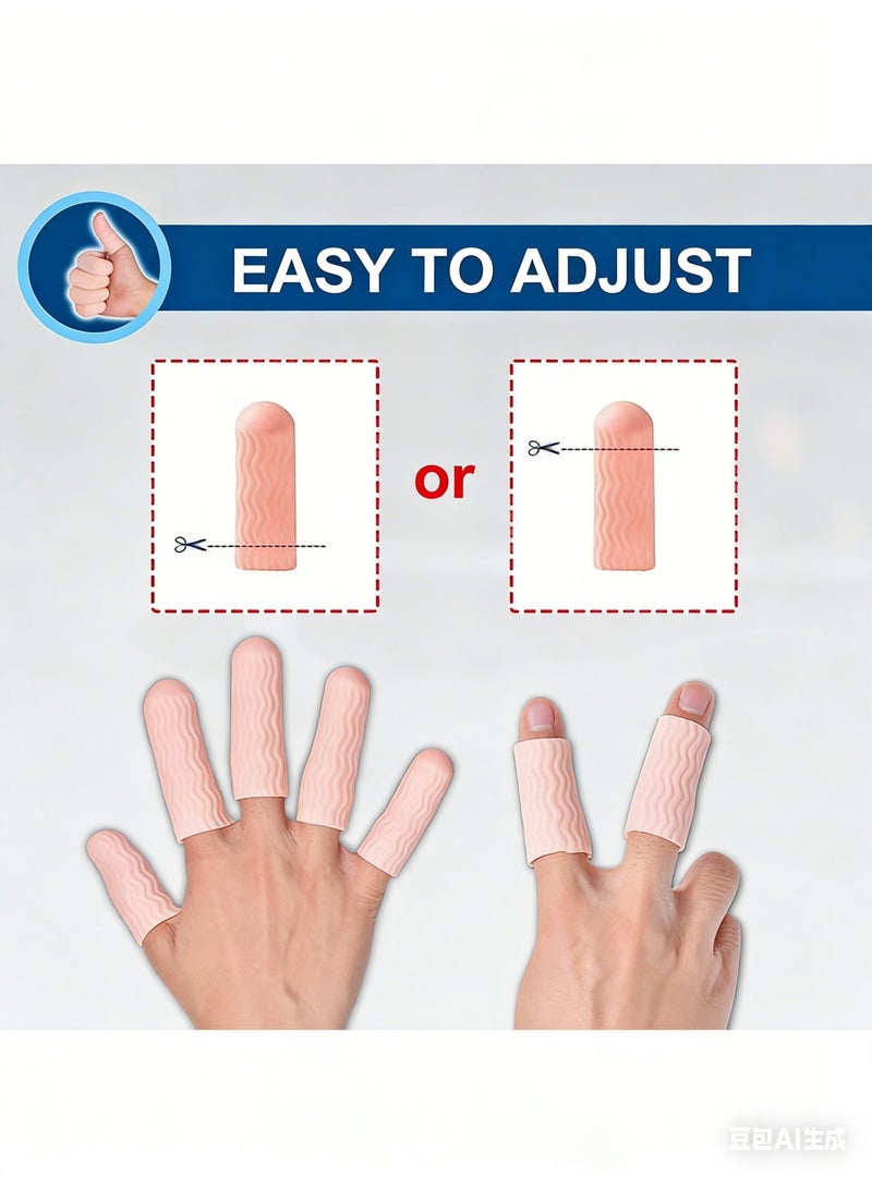 YOLOLAND 10 PCS Finger Cots - Finger Protectors Gel Finger Gloves Covers Fingertip Sleeves Guards for Cracked Skin, Trigger Finger and More, Large Size - Image 2