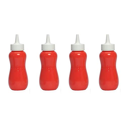 Gluman Squeezy Sauce Bottle for Clean & Mess-free Dispensing | 100% Food Grade | Dishwasher Safe | Freezer Safe | Ergonomically Designed | Reusable (Red (Set of 4)) - Image 1