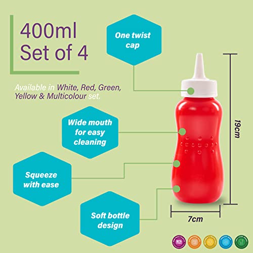 Gluman Squeezy Sauce Bottle for Clean & Mess-free Dispensing | 100% Food Grade | Dishwasher Safe | Freezer Safe | Ergonomically Designed | Reusable (Red (Set of 4)) - Image 3