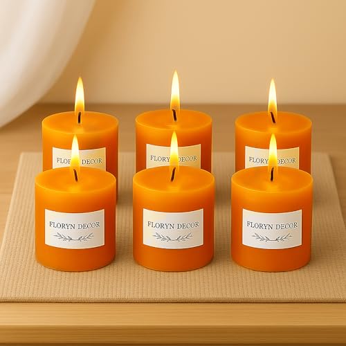 Floryn Decor Pillar Candles Set of 6 | Dripless | Smokeless | Odourless | Pillar Candles for Home Decor | Burning Time- 30 Hours, Size- 2 by 2 inches | Scent- Jasmine - Image 1