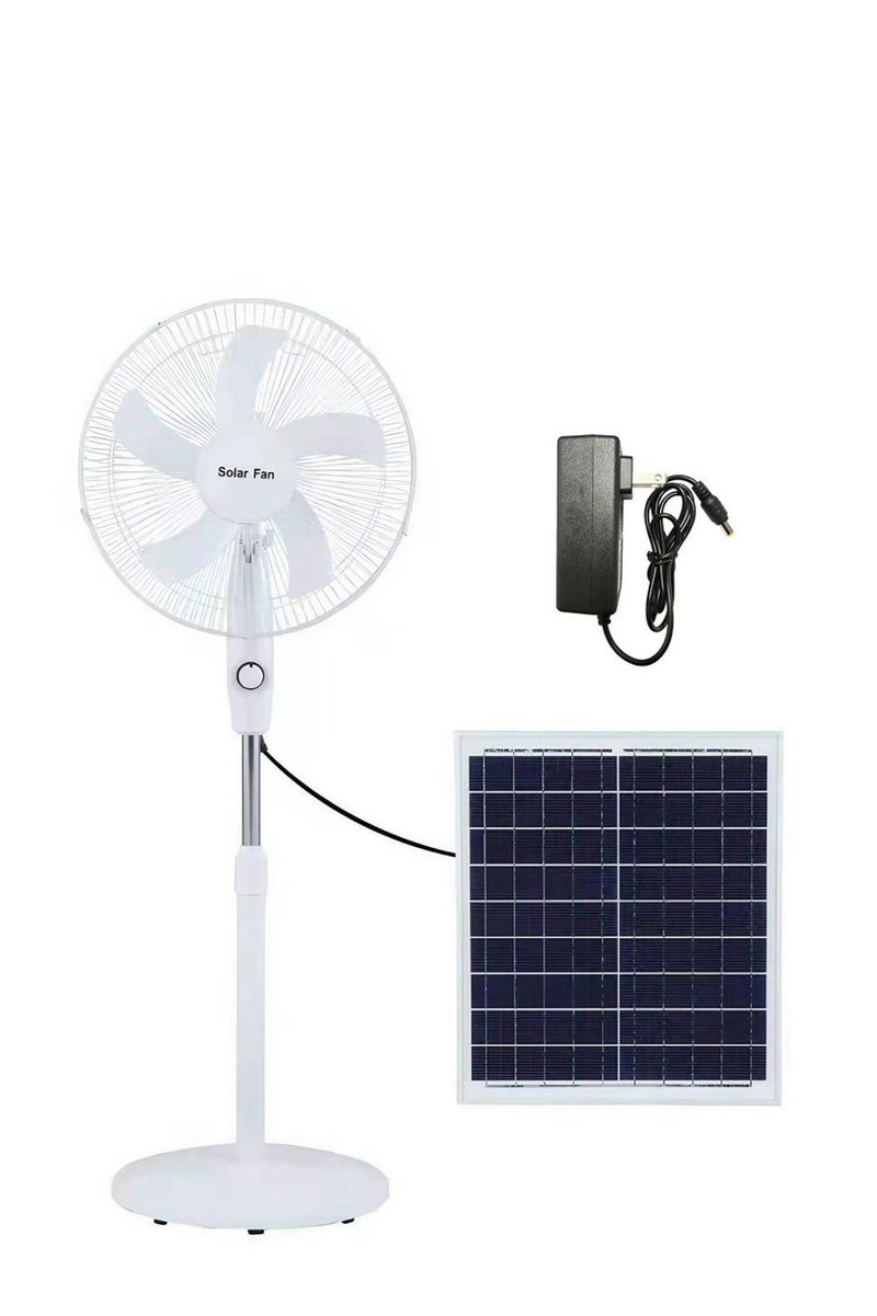Denx Solar Rechargeable Fan with LED Light & Phone Charging – 5 Blades, 5000mAh Battery, 3 Speeds, 4H Runtime, 3V Solar Panel, USB/DC Output, Overcharge Protection – Portable Electric Fan for Home, Camping, Outdoor - Image 1