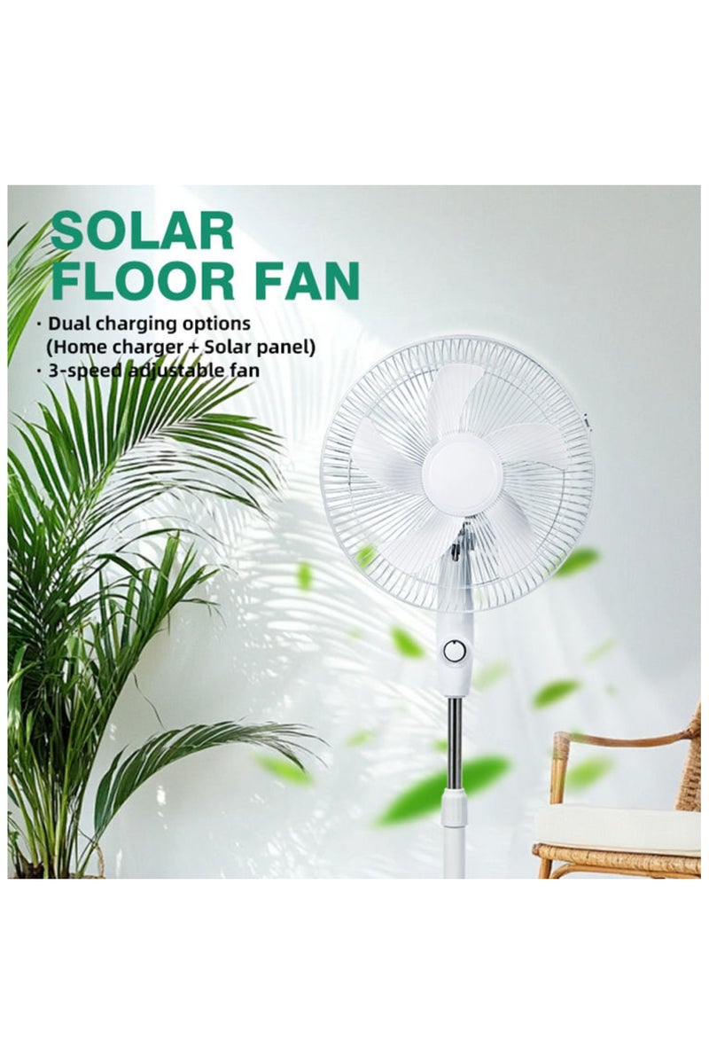 Denx Solar Rechargeable Fan with LED Light & Phone Charging – 5 Blades, 5000mAh Battery, 3 Speeds, 4H Runtime, 3V Solar Panel, USB/DC Output, Overcharge Protection – Portable Electric Fan for Home, Camping, Outdoor - Image 3