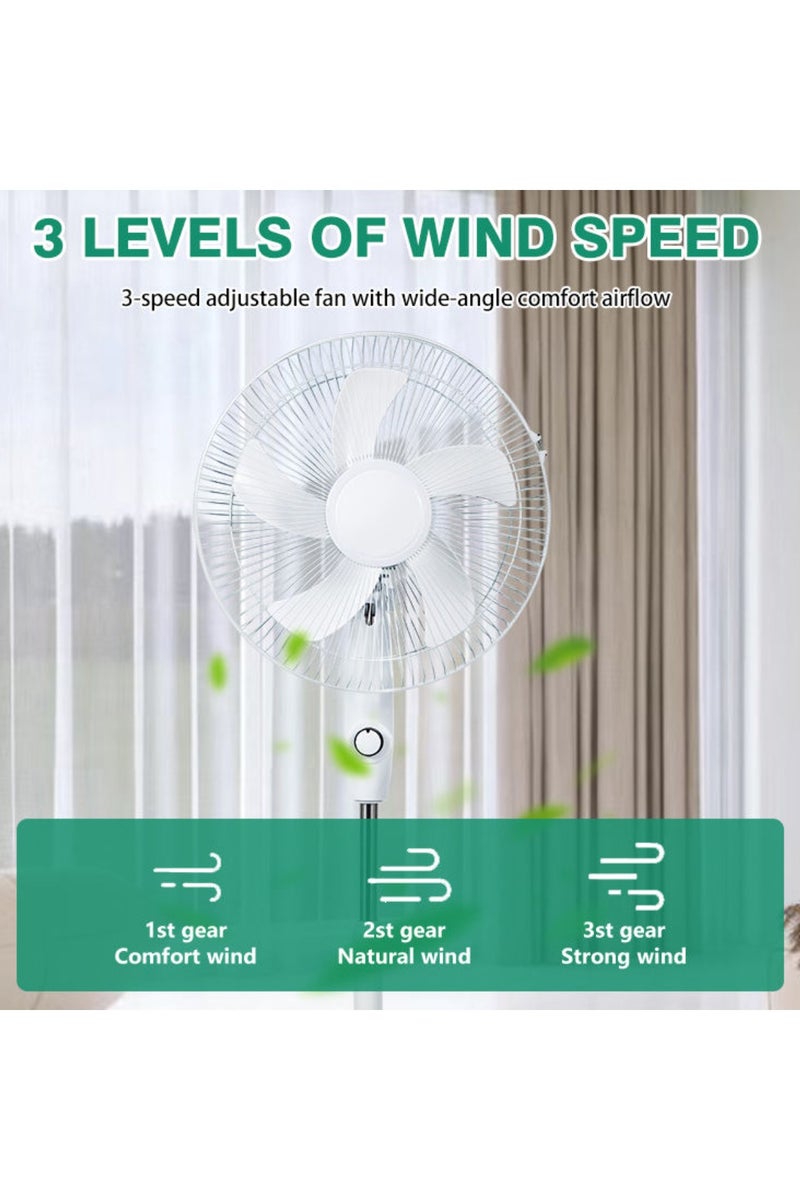 Denx Solar Rechargeable Fan with LED Light & Phone Charging – 5 Blades, 5000mAh Battery, 3 Speeds, 4H Runtime, 3V Solar Panel, USB/DC Output, Overcharge Protection – Portable Electric Fan for Home, Camping, Outdoor - Image 4