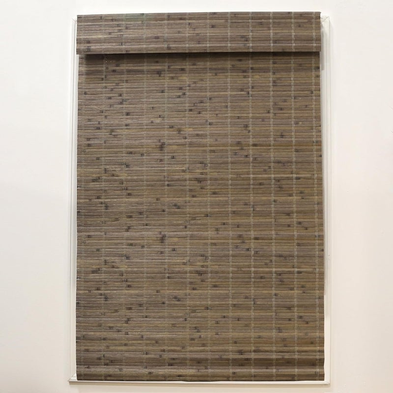 Radiance Cordless Bamboo Roman Shades for Windows  Flatstick Bamboo Blinds for SemiPrivate Light Control  Easy to Lift  Fold Up Window Shades  Driftwood  285 in W x 64 in L  2216604E - Image 1