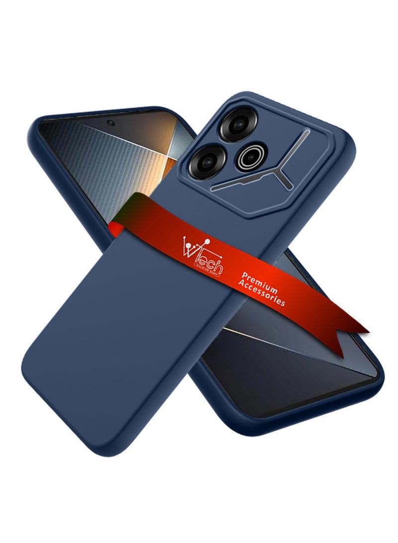 Wtech Tecno Pova 6 4G 2024 Premium Liquid Silicone Case Cover Strom Blue - Image 1