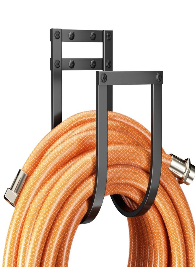 حامل خرطوم الحديقة المثبت على الحائط - حامل خرطوم مياه معدني للاستخدام الخارجي، خطاف خرطوم متين لتخزين الحديقة أو المرآب أو الفناء - Image 1