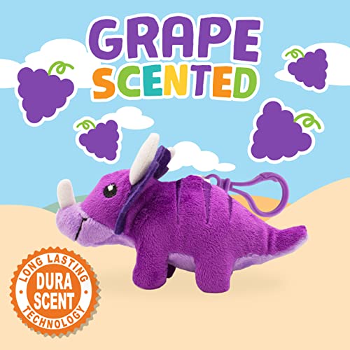 Scentco Dino Dudes Backpack Buddies Patented Gourmet Scented Plush Toy Dinosaur Clips Triceratops Grape Stocking Stuffer - Image 5