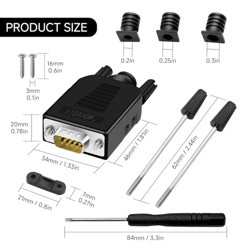 YIOVVOM 10 Pcs DB9 Male Breakout Connector, 9 pin RS232 connectors, Solderless D-SUB RS485 Serial Adapter Module Board with Screw Terminals, Case, Long Bolts - Image 4