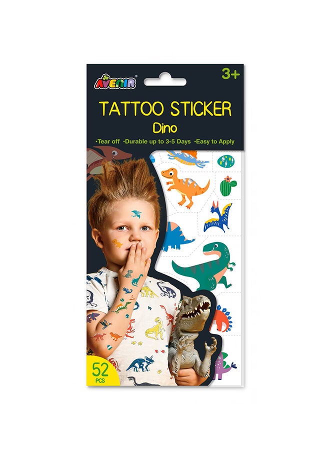 Avenir Tattoo Sticker Dino 52pc Set of Temporary Tattoos High-quality Water-based Ink Safe and Easy to Apply and Remove Lasts 3-5 Days for Kids 3+ - Image 2