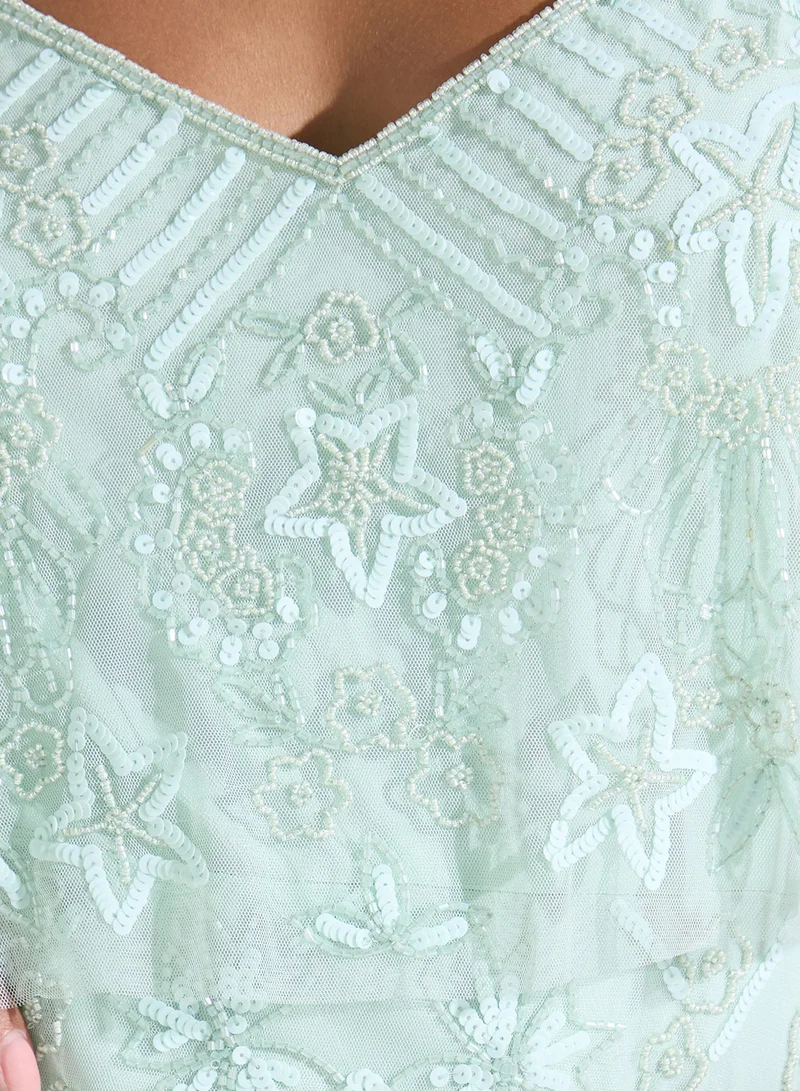 Namshi x Floral Embellished Dress