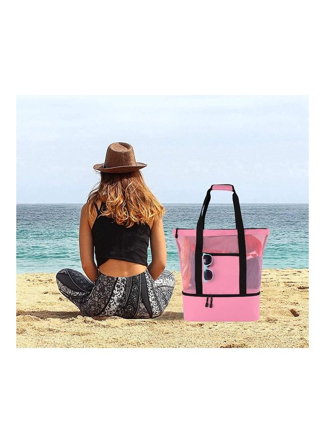 NIBEMINENT Mesh Beach Picnic Tote With Insulated Cooler Bag - Image 2
