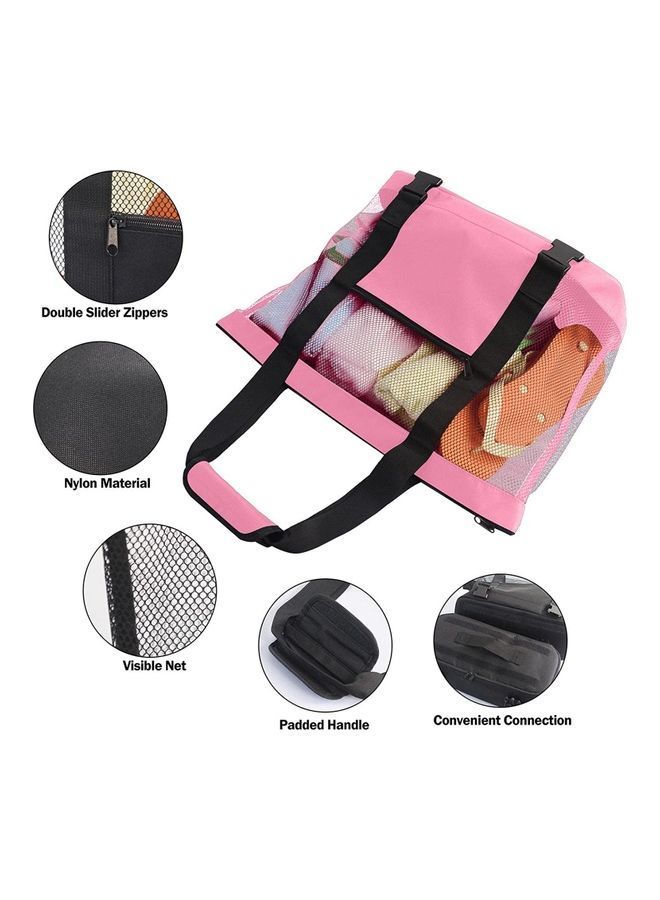 NIBEMINENT Mesh Beach Picnic Tote With Insulated Cooler Bag - Image 3