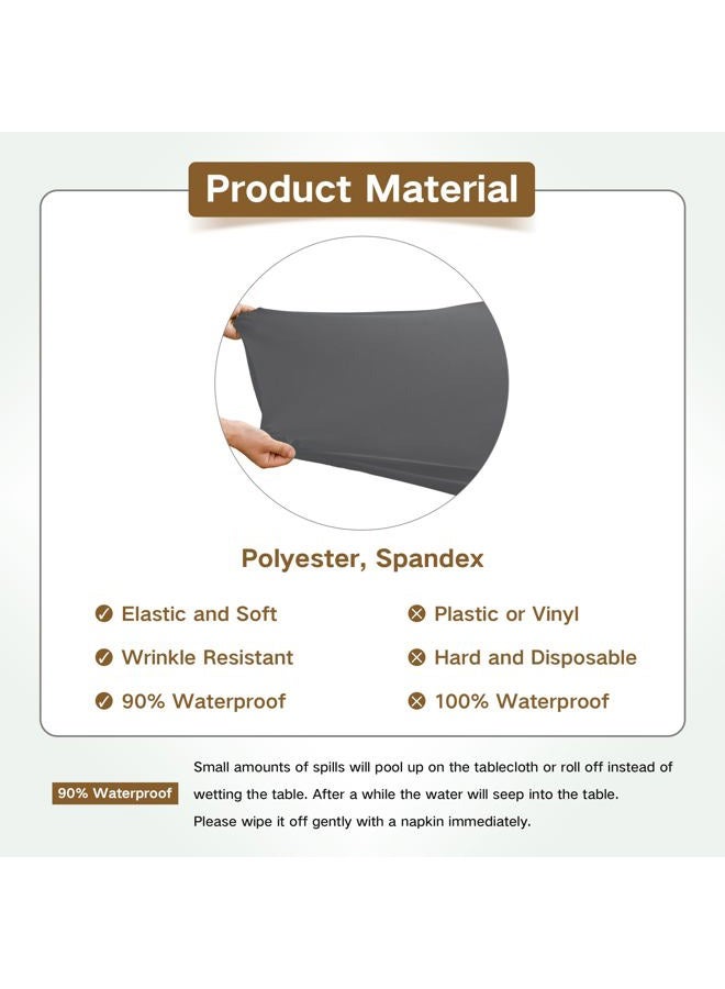 Nacuci Square Fitted Table Cover Elastic Tablecloth Stretch Spandex Table Top Cover Table Topper Cap for Dining Kitchen Home Party Grey 34X34 Inch - Image 5