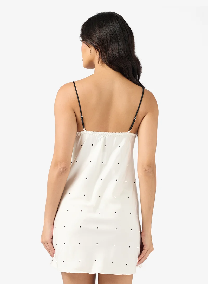 ELLA Polka Night DressWith Lace