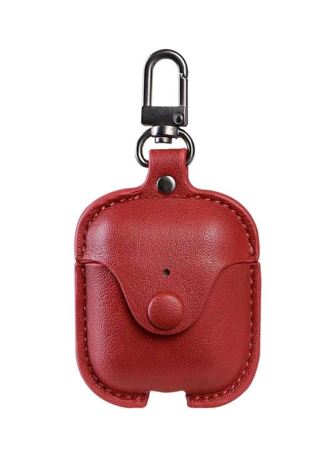 Leather Protective Case For Apple AirPods 2 Red