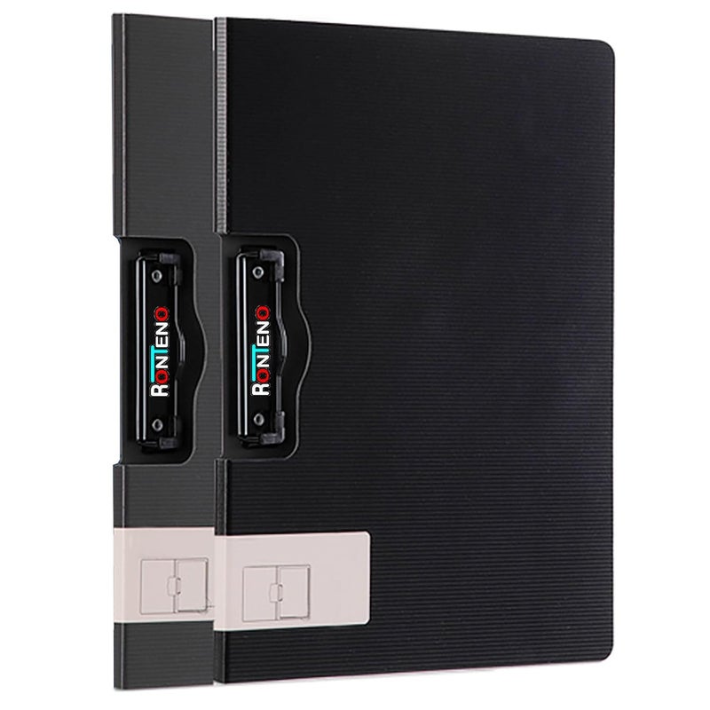 RONTENO File Cover Folder Clipboard Set of Two | 360 Degree Flip Writing Pad Profile Clip File Folder | PP File Clipboard for A4 and Letter Size Business, Office, School Papers Vertical (Multicolor) - Image 1
