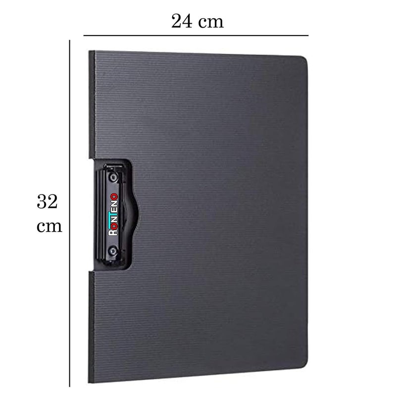 RONTENO File Cover Folder Clipboard Set of Two | 360 Degree Flip Writing Pad Profile Clip File Folder | PP File Clipboard for A4 and Letter Size Business, Office, School Papers Vertical (Multicolor) - Image 2