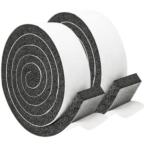 YIJUHOU 2 Rolls 1 Inch W 3/8 Inch T Weather Stripping Air Conditioner Open Cell Foam Seal Tape, Window Insulation High Resilience Seal Strip for Doors Window,Total 16FT - Image 1