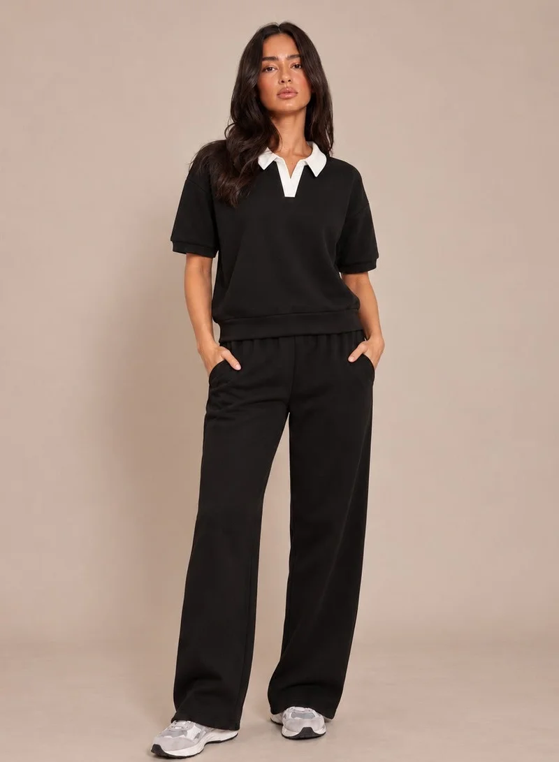 Polo Neck T-shirt & Sweatpant Set