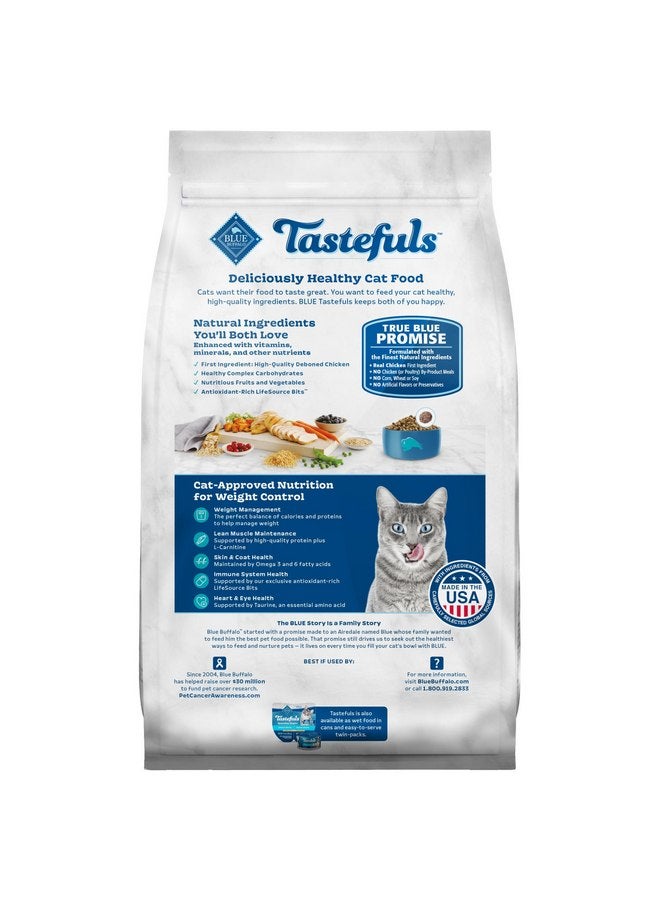 Blue Buffalo Tastefuls Adult Dry Cat Food for Weight Management, Made in the USA with Natural Ingredients, Chicken Recipe, 3-lb. Bag - Image 2