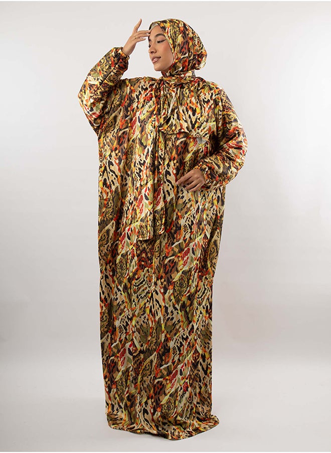 Tie Shop Tie Shop - Printed Satin Isdal - Gold & Orange For Women 
