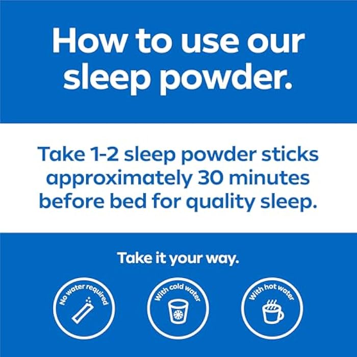 Dream Water Sleep Powder, Sugar-Free, Gluten-Free, Natural Flavors; Blend of 3 Ingredients, GABA, 5mg Melatonin, 5-HPT; Snoozeberry Flavor 10ct - Image 5