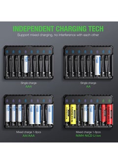 Arabest Smart Battery Charger, 8 Cells Pro AA AAA Battery Charger with Type-C Fast Charging, Separate Slots  - Image 5