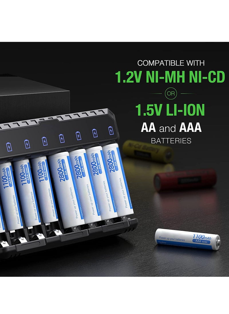 Arabest - Smart Battery Charger, 8 Cells Pro AA AAA Battery Charger with Type-C Fast Charging, Separate Slots - Image 1