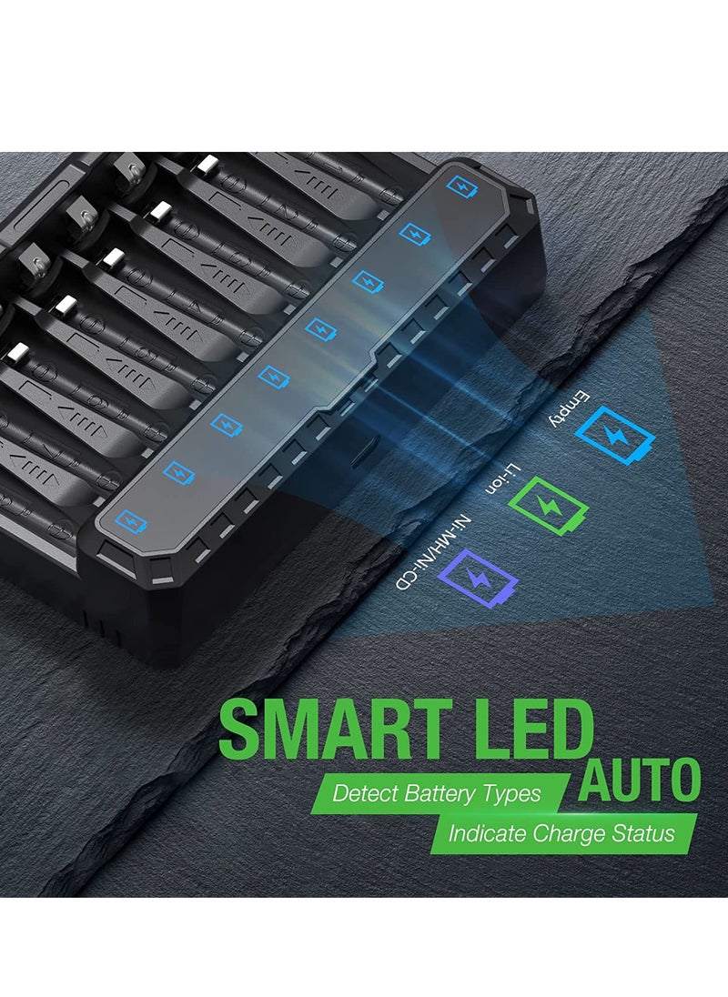 Arabest - Smart Battery Charger, 8 Cells Pro AA AAA Battery Charger with Type-C Fast Charging, Separate Slots - Image 1