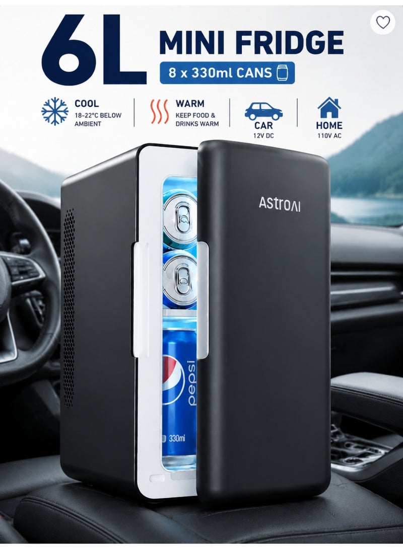 AstroAI 6L Auto Mini Fridge 2.0 Gen | Portable Thermoelectric Cooler & Warmer for Car and Home (Dark Grey) - Image 1