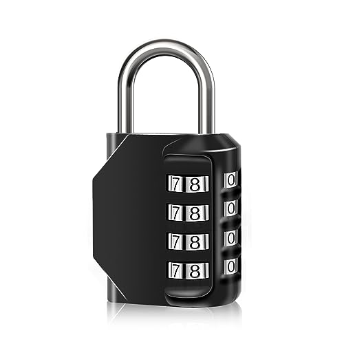 SUTOUG Combination Lock Waterproof 4 Digit Padlocks with Combination Code Zinc Alloy Combination Lock for Door Tool Boxes Schools Gym Garden Fences Reel Cabinet Storage Black 1PCS