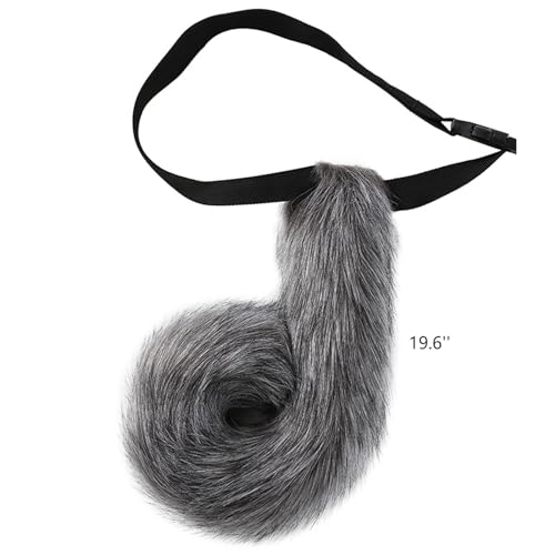 VIGVAN Animal Cosplay Wolf Ears and Fox Cat Ears Raccoon Cosplay Tail (ETC Gray Black) - Image 3