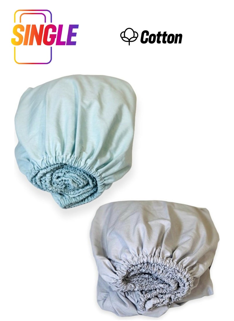 Bebek Özel Baby Special Cotton Baby and Kids Fitted Sheet Mint Green and Gray 60X160 (2 Pieces) 