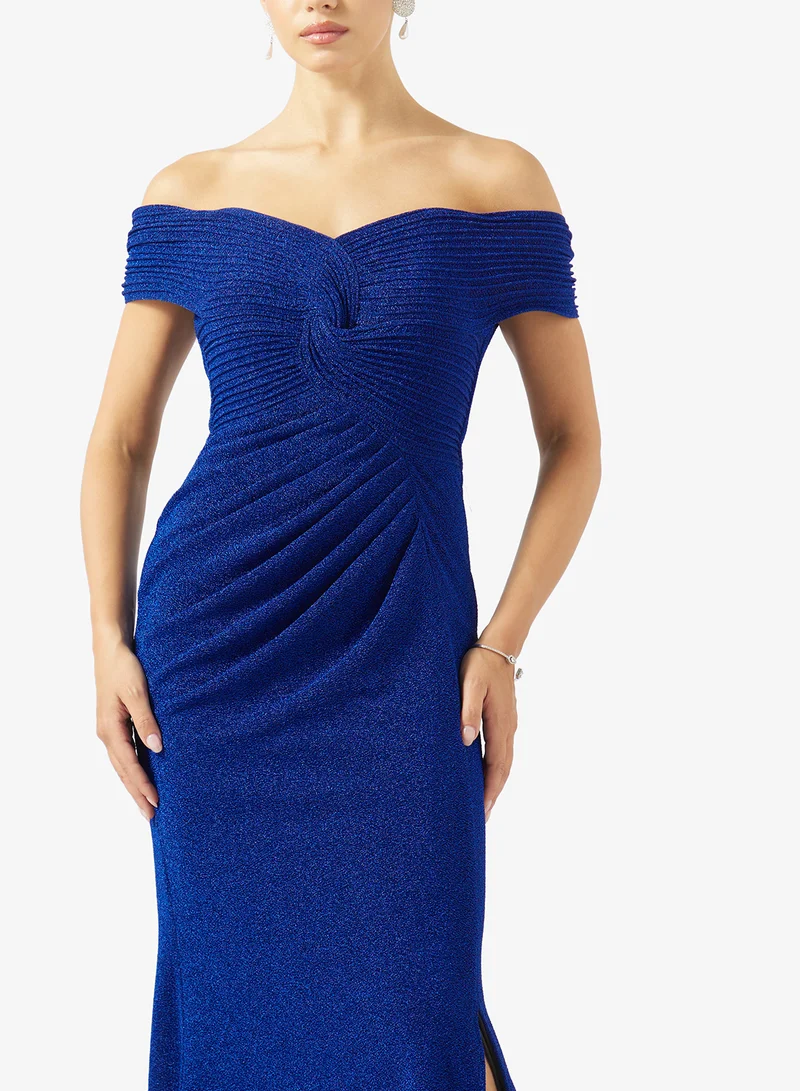 Akadia Fashion  COLD SHOULDER INFINITY BUST LAME DRESS for Women | Best Price UAE
