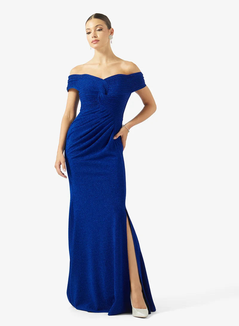 اكاديا فاشن COLD SHOULDER INFINITY BUST LAME DRESS