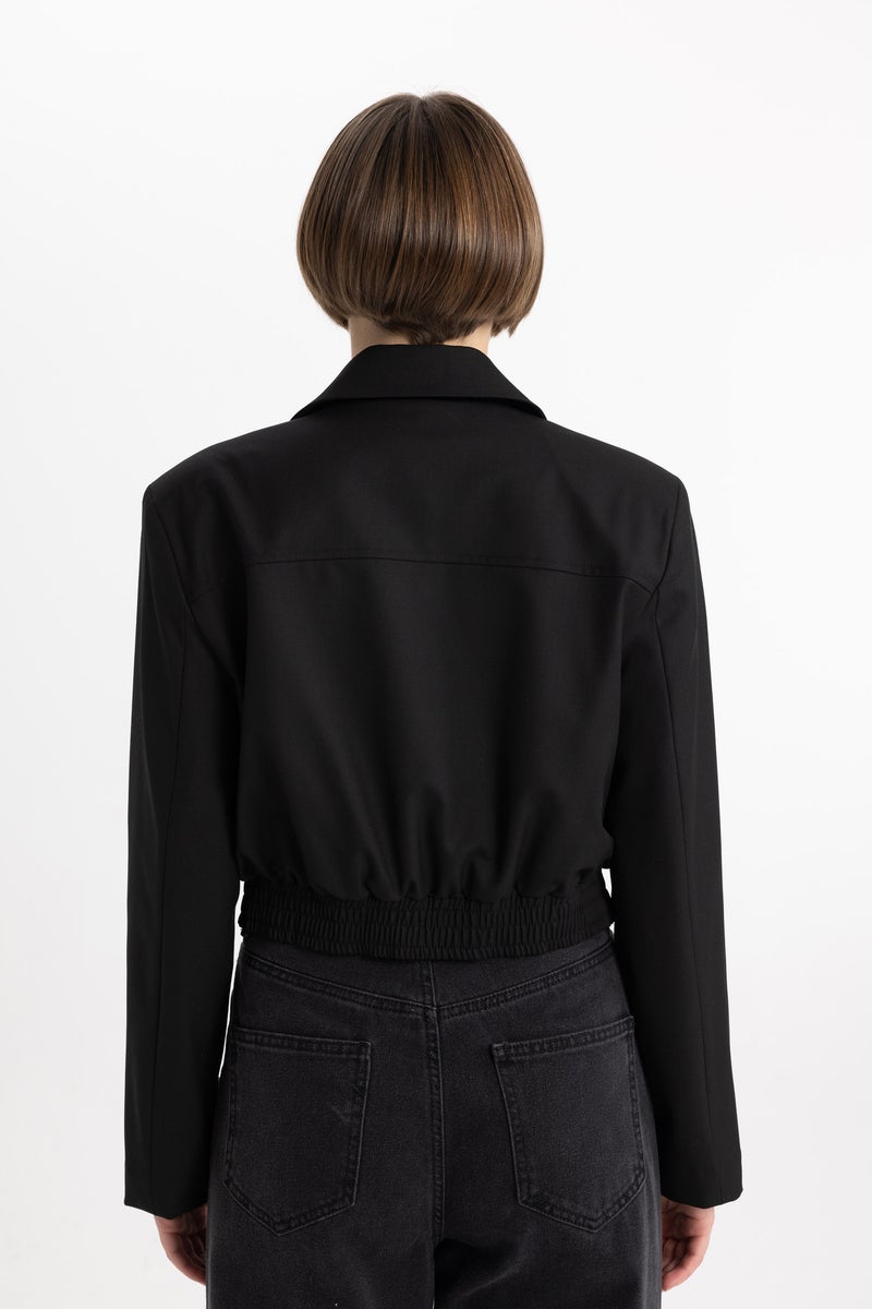 DeFacto Woman Shirt Collar Basic Snap Pocket Bomber Jacket  - Image 4
