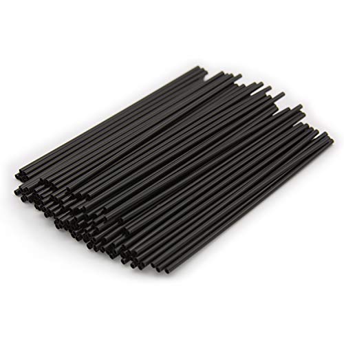 Party Essentials Disposable Plastic Drinking Straws, 5" Coffee/Cocktail Sticks/1000 Count, Black Sip Stirrer - Image 1