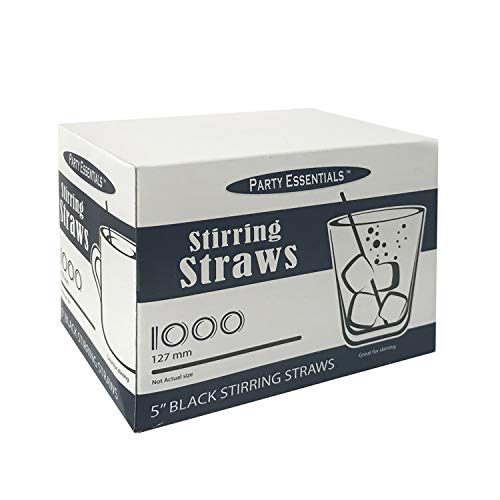 Party Essentials Disposable Plastic Drinking Straws, 5" Coffee/Cocktail Sticks/1000 Count, Black Sip Stirrer - Image 5