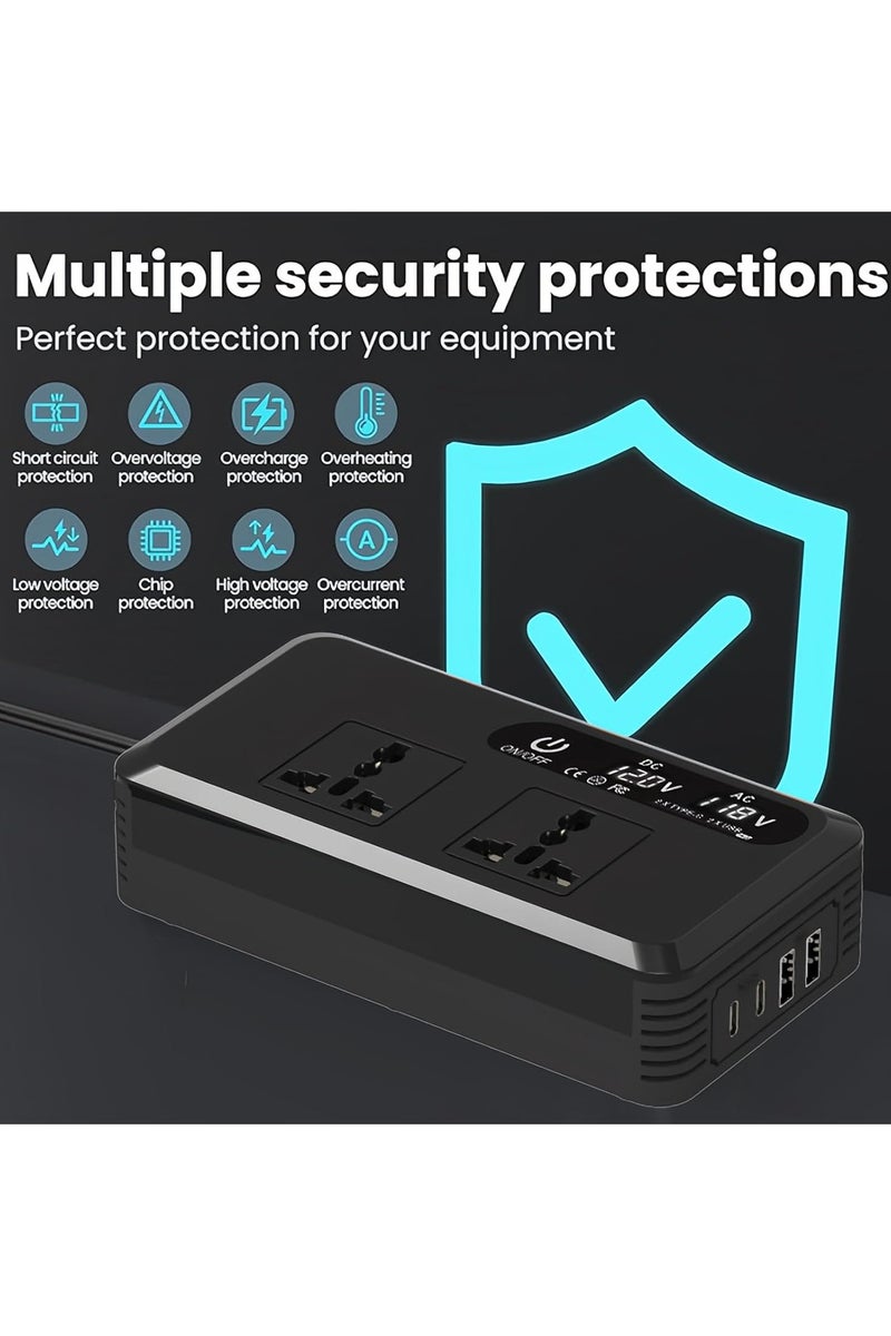 Starwell 200W Car Power Inverter - 12V to 220V, 2 AC Outlets, 2 USB Ports (2.4A Each) & 2 Type-C Ports (25W Each) - Compact & Portable for Cars, SUVs, Trucks & RVs - Image 5