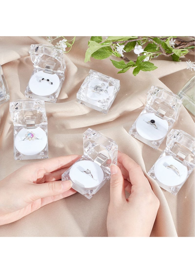 Excefore Crystal Ring Gift Boxes - 12pcs Square Earrings Jewellery Storage Box with Foam Insert for Proposal, Engagement, Wedding - Image 2